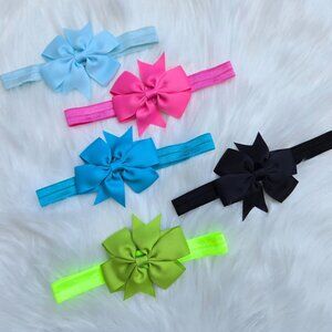 New Hair Bow Baby Headbands – 5-Pack for Newborn Girls, Soft & Stretchy